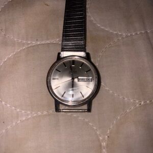 Omega Silver Watch with Day-Date Feature For Parts Only